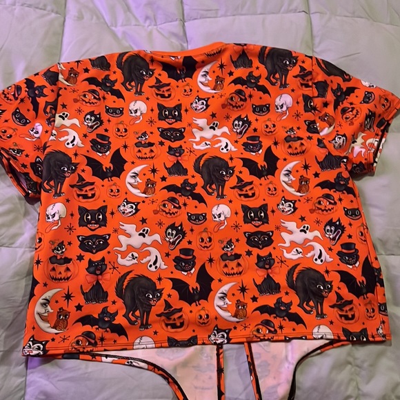 Limited Black Milk Trick or Treat Tie Front Halloween Top size Large - Picture 5 of 8